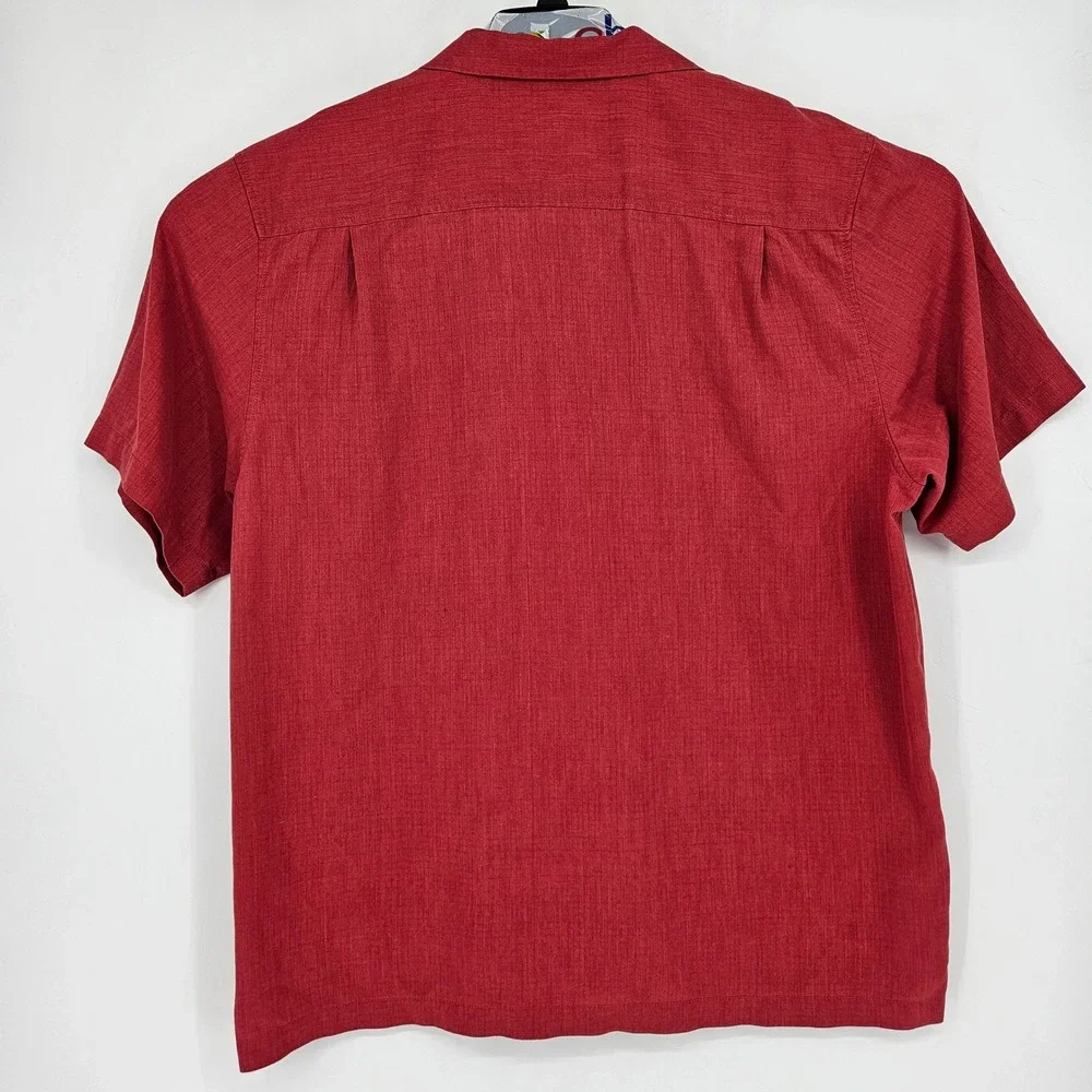 Tommy Bahama Shirt Mens XXL Silk Camp Maroon Hawaiian Button Up Short Sleeve‎ - Picture 4 of 11